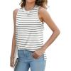 imageXIEERDUO Womens Tank Tops Crewneck Loose Fit Basic Casual Summer Side Split Sleeveless ShirtsEawhite Stripe