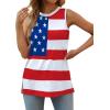 imageXIEERDUO Womens Tank Tops Crewneck Loose Fit Basic Casual Summer Side Split Sleeveless ShirtsEcwhite Flag