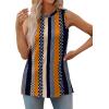imageXIEERDUO Womens Tank Tops Crewneck Loose Fit Basic Casual Summer Side Split Sleeveless ShirtsEkhaki Stripe