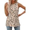 imageXIEERDUO Womens Tank Tops Crewneck Loose Fit Basic Casual Summer Side Split Sleeveless ShirtsFapricot Dot