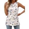 imageXIEERDUO Womens Tank Tops Crewneck Loose Fit Basic Casual Summer Side Split Sleeveless ShirtsGwhite Flower