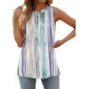 imageXIEERDUO Womens Tank Tops Crewneck Loose Fit Basic Casual Summer Side Split Sleeveless ShirtsHccolorful Stripe