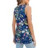 imageXIEERDUO Womens Tank Tops Crewneck Loose Fit Basic Casual Summer Side Split Sleeveless ShirtsHfblue Flower
