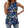 imageXIEERDUO Womens Tank Tops Crewneck Loose Fit Basic Casual Summer Side Split Sleeveless ShirtsHfblue Flower