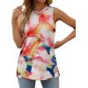 imageXIEERDUO Womens Tank Tops Crewneck Loose Fit Basic Casual Summer Side Split Sleeveless ShirtsHjpeach Floral