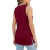 imageXIEERDUO Womens Tank Tops Crewneck Loose Fit Basic Casual Summer Side Split Sleeveless ShirtsKburgundy