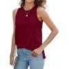 imageXIEERDUO Womens Tank Tops Crewneck Loose Fit Basic Casual Summer Side Split Sleeveless ShirtsKburgundy