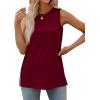 imageXIEERDUO Womens Tank Tops Crewneck Loose Fit Basic Casual Summer Side Split Sleeveless ShirtsKburgundy