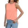 imageXIEERDUO Womens Tank Tops Crewneck Loose Fit Basic Casual Summer Side Split Sleeveless ShirtsLcoral