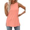 imageXIEERDUO Womens Tank Tops Crewneck Loose Fit Basic Casual Summer Side Split Sleeveless ShirtsLcoral
