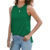 imageXIEERDUO Womens Tank Tops Crewneck Loose Fit Basic Casual Summer Side Split Sleeveless ShirtsMgreen
