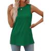 imageXIEERDUO Womens Tank Tops Crewneck Loose Fit Basic Casual Summer Side Split Sleeveless ShirtsMgreen