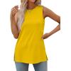 imageXIEERDUO Womens Tank Tops Crewneck Loose Fit Basic Casual Summer Side Split Sleeveless ShirtsNyellow