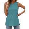 imageXIEERDUO Womens Tank Tops Crewneck Loose Fit Basic Casual Summer Side Split Sleeveless ShirtsOblue Green