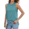 imageXIEERDUO Womens Tank Tops Crewneck Loose Fit Basic Casual Summer Side Split Sleeveless ShirtsOblue Green