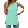 imageXIEERDUO Womens Tank Tops Crewneck Loose Fit Basic Casual Summer Side Split Sleeveless ShirtsPlake Green