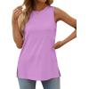 imageXIEERDUO Womens Tank Tops Crewneck Loose Fit Basic Casual Summer Side Split Sleeveless ShirtsSpurple
