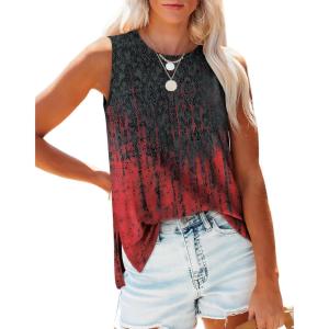 imageXIEERDUO Womens Tank Tops Crewneck Loose Fit Basic Casual Summer Side Split Sleeveless ShirtsHered Blue