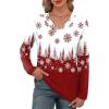 imageXIEERDUO Long Sleeve Shirts for Women V Neck Fall Tops Basic Tunic Tops Loose Fit Dressy 2025Christmas Print