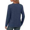 imageXIEERDUO Long Sleeve Shirts for Women V Neck Fall Tops Basic Tunic Tops Loose Fit Dressy 2025Dark Blue
