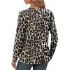 imageXIEERDUO Long Sleeve Shirts for Women V Neck Fall Tops Basic Tunic Tops Loose Fit Dressy 2025Leopard Print