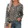 imageXIEERDUO Long Sleeve Shirts for Women V Neck Fall Tops Basic Tunic Tops Loose Fit Dressy 2025Leopard Print
