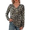 imageXIEERDUO Long Sleeve Shirts for Women V Neck Fall Tops Basic Tunic Tops Loose Fit Dressy 2025Leopard Print