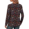 imageXIEERDUO Long Sleeve Shirts for Women V Neck Fall Tops Basic Tunic Tops Loose Fit Dressy 2025Patternedblack Floral