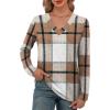 imageXIEERDUO Long Sleeve Shirts for Women V Neck Fall Tops Basic Tunic Tops Loose Fit Dressy 2025Patternedbrown Plaid