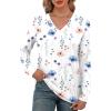 imageXIEERDUO Long Sleeve Shirts for Women V Neck Fall Tops Basic Tunic Tops Loose Fit Dressy 2025Patternedwhite Floral
