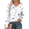 imageXIEERDUO Long Sleeve Shirts for Women V Neck Fall Tops Basic Tunic Tops Loose Fit Dressy 2025Patternedwhite Floral