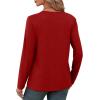 imageXIEERDUO Long Sleeve Shirts for Women V Neck Fall Tops Basic Tunic Tops Loose Fit Dressy 2025Red