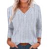 imageXIEERDUO Long Sleeve Shirts for Women V Neck Fall Tops Basic Tunic Tops Loose Fit Dressy 2025Patternedblue Stripe