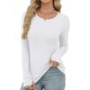 imageXIEERDUO Long Sleeve Thermal Shirt for Women Fleece Slim Fit Tops Crewneck Basic TShirts with Thumb Holes Fall Fashion 2025Awhite