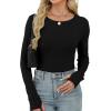imageXIEERDUO Long Sleeve Thermal Shirt for Women Fleece Slim Fit Tops Crewneck Basic TShirts with Thumb Holes Fall Fashion 2025Bblack
