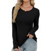 imageXIEERDUO Long Sleeve Thermal Shirt for Women Fleece Slim Fit Tops Crewneck Basic TShirts with Thumb Holes Fall Fashion 2025Bblack