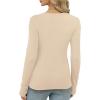 imageXIEERDUO Long Sleeve Thermal Shirt for Women Fleece Slim Fit Tops Crewneck Basic TShirts with Thumb Holes Fall Fashion 2025Beige