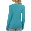 imageXIEERDUO Long Sleeve Thermal Shirt for Women Fleece Slim Fit Tops Crewneck Basic TShirts with Thumb Holes Fall Fashion 2025Blue Green