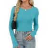 imageXIEERDUO Long Sleeve Thermal Shirt for Women Fleece Slim Fit Tops Crewneck Basic TShirts with Thumb Holes Fall Fashion 2025Blue Green