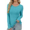 imageXIEERDUO Long Sleeve Thermal Shirt for Women Fleece Slim Fit Tops Crewneck Basic TShirts with Thumb Holes Fall Fashion 2025Blue Green