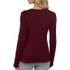 imageXIEERDUO Long Sleeve Thermal Shirt for Women Fleece Slim Fit Tops Crewneck Basic TShirts with Thumb Holes Fall Fashion 2025Burgundy