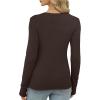 imageXIEERDUO Long Sleeve Thermal Shirt for Women Fleece Slim Fit Tops Crewneck Basic TShirts with Thumb Holes Fall Fashion 2025Chocolate Brown