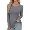 imageXIEERDUO Long Sleeve Thermal Shirt for Women Fleece Slim Fit Tops Crewneck Basic TShirts with Thumb Holes Fall Fashion 2025Gray