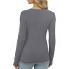 imageXIEERDUO Long Sleeve Thermal Shirt for Women Fleece Slim Fit Tops Crewneck Basic TShirts with Thumb Holes Fall Fashion 2025Gray