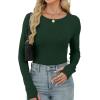 imageXIEERDUO Long Sleeve Thermal Shirt for Women Fleece Slim Fit Tops Crewneck Basic TShirts with Thumb Holes Fall Fashion 2025Green