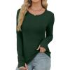 imageXIEERDUO Long Sleeve Thermal Shirt for Women Fleece Slim Fit Tops Crewneck Basic TShirts with Thumb Holes Fall Fashion 2025Green