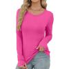 imageXIEERDUO Long Sleeve Thermal Shirt for Women Fleece Slim Fit Tops Crewneck Basic TShirts with Thumb Holes Fall Fashion 2025Hot Pink