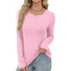 imageXIEERDUO Long Sleeve Thermal Shirt for Women Fleece Slim Fit Tops Crewneck Basic TShirts with Thumb Holes Fall Fashion 2025Light Pink