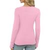 imageXIEERDUO Long Sleeve Thermal Shirt for Women Fleece Slim Fit Tops Crewneck Basic TShirts with Thumb Holes Fall Fashion 2025Light Pink