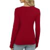imageXIEERDUO Long Sleeve Thermal Shirt for Women Fleece Slim Fit Tops Crewneck Basic TShirts with Thumb Holes Fall Fashion 2025Red
